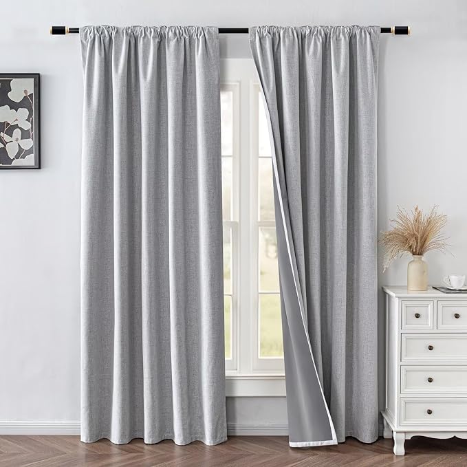 IGEMAEVE Blackout Curtains for Bedroom Grommets Ivory White 52" W x 90" L | - Image 2
