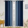 COSVIYA Curtains & Drapes Grommet Ombre Dark Blue Curtains W52 x L90 Inch | by COSVIYA