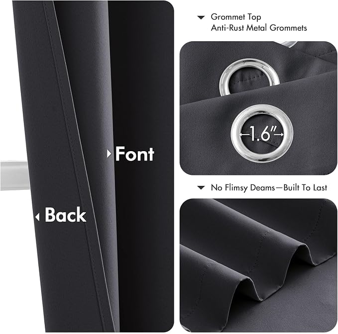 MIULEE Blackout Curtains for Bedroom 2 Panels 40 x 36 Inch Long Dark Grey | - Image 5