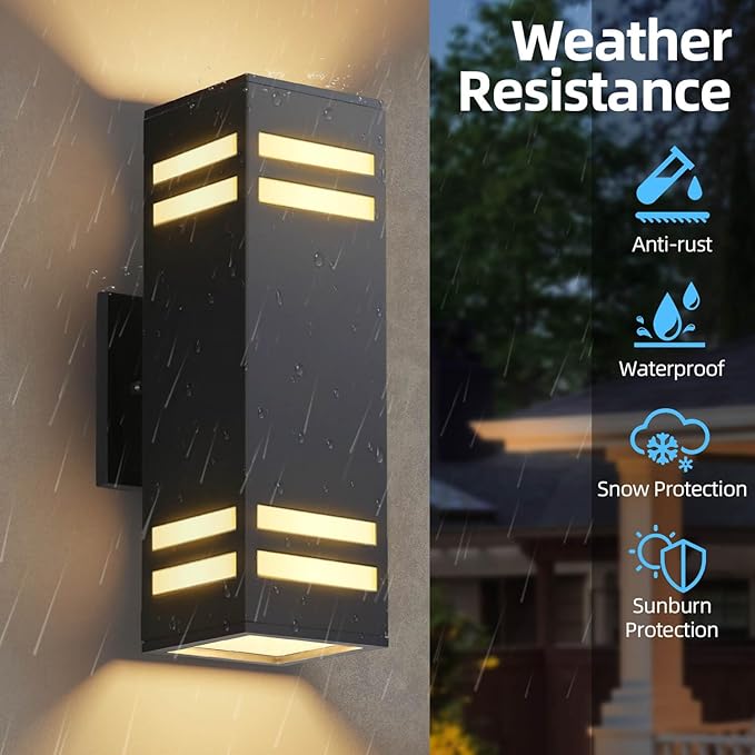 Zinola Dusk to Dawn Outdoor Lighting 2 Pack, Modern Outdoor Wall Lights Black Exterior Lighting Fixtures Wall Mount with E26 Base, Waterproof Sconce Outside Lights for House Porch, Bulbs Included