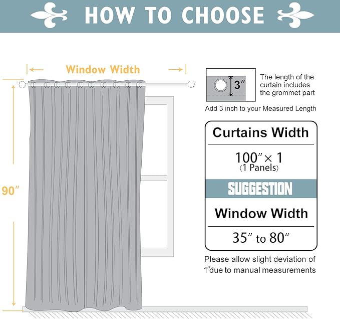 ChrisDowa Room Divider Curtain 90 Inch Length Sliding Door Curtain, 1 Panel | - Image 6