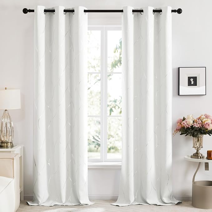 Deconovo Curtains for Living Room, Pattern Blackout Curtains 96 Inches Long | - Image 2
