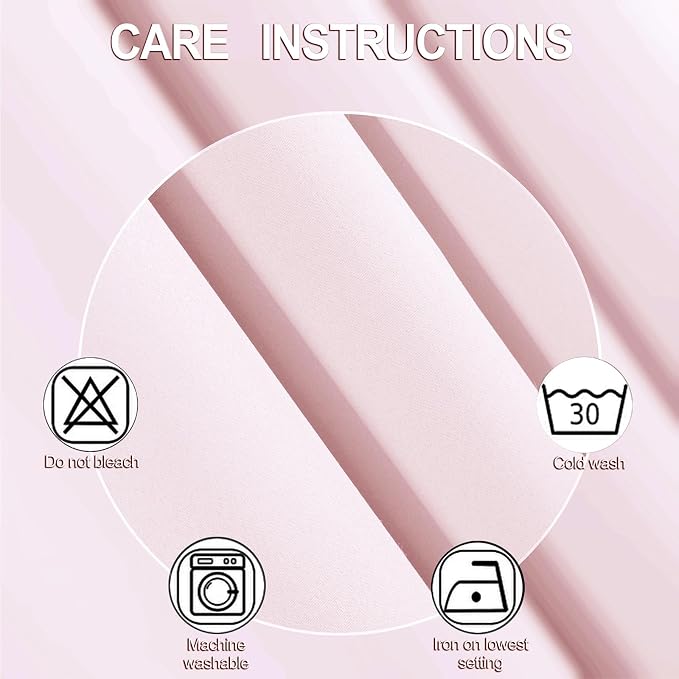 100% Blackout Curtains 52 x 72 Inches Long Thermal Insulated Baby Pink Curtains - Image 5
