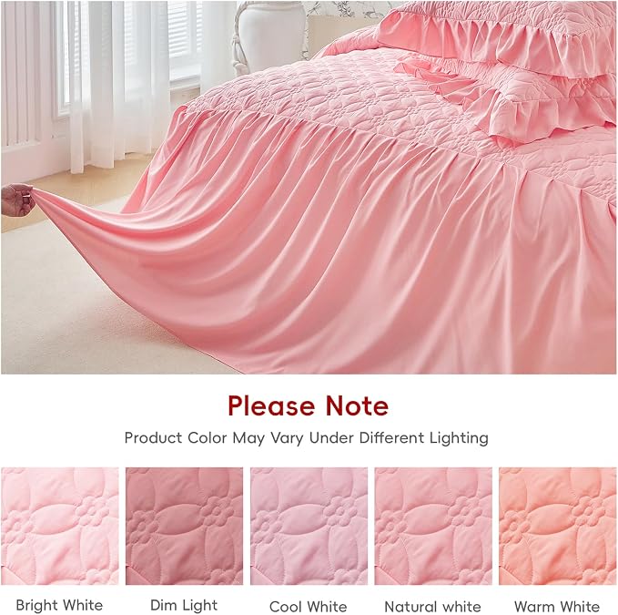 Ruffle Skirt Bedspread Set Flower Style - Image 8