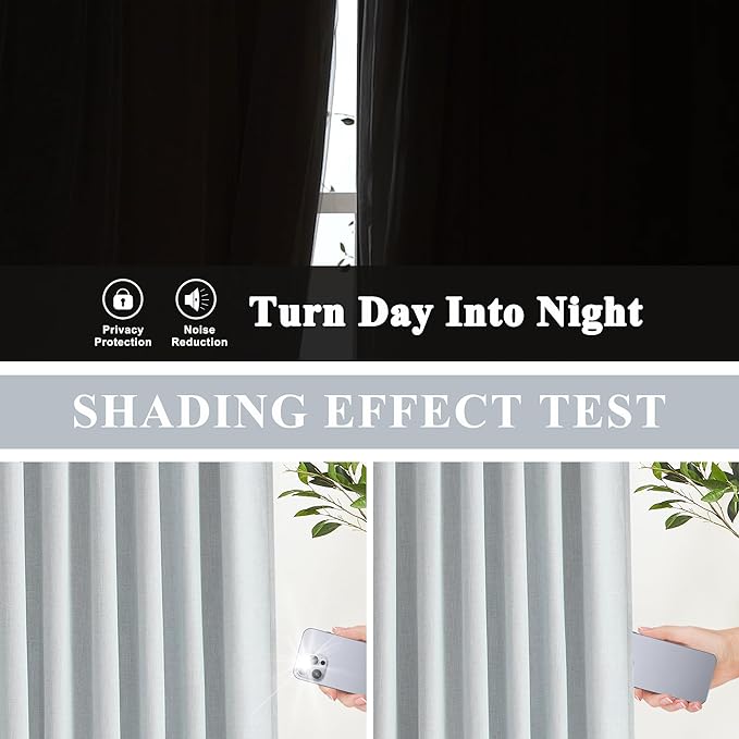 Vision Home Pinch Pleated Full Blackout Curtains Linen Blended Room Darkening - Image 3