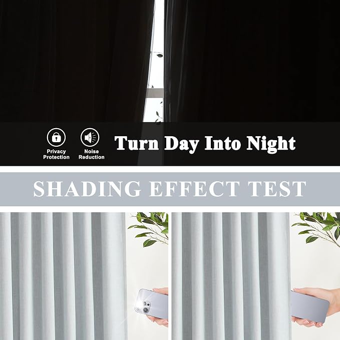 Vision Home Pinch Pleated Full Blackout Curtains Linen Blended Room Darkening - Image 7