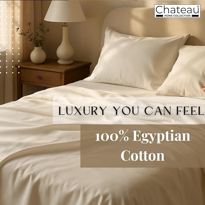 100% Egyptin Cotton Sheets Queen Size Bed Set, 400 Thread Count 15" Deep Pocket Queen Sheets, Sateen Weave 4 Piece Naturally Cool Soft Breathable Elasticated Luxury Bedding For All Seasons- Silver