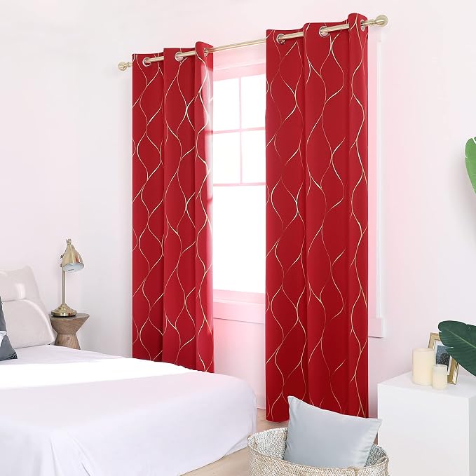 Deconovo Curtains for Living Room, Pattern Blackout Curtains 84 Inches Long | - Image 3
