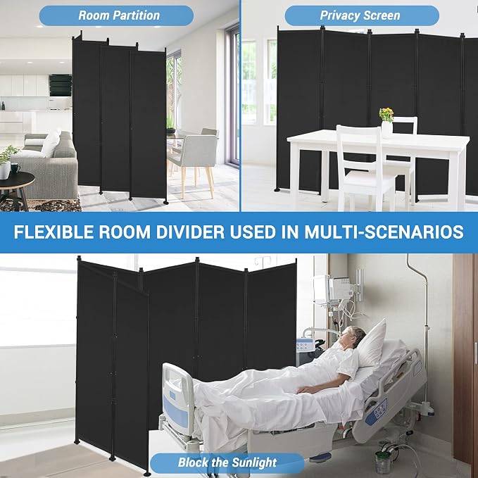 MAYOLIAH 6 Panel Room Divider Folding Privacy Screen 6ft Tall Partition | - Image 5