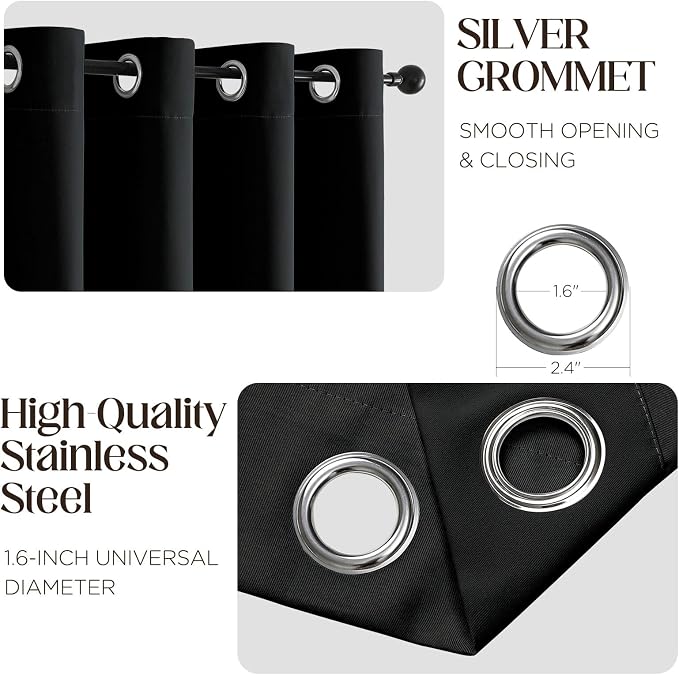CUCRAF Blackout Curtains for Bedroom, Thermal Insulated Room Darkening Grommet - Image 2
