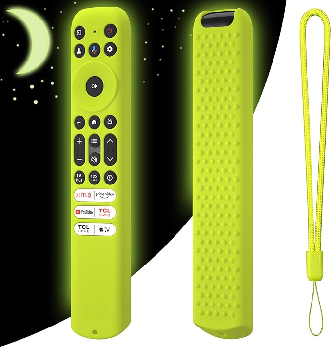 Hi Color Silicone Cover for TCL RC813 FMB1/RC923/RC902V Remote Protective Case Sleeve for TCL Smart TV Remote RC813 FMB1 Case Cover (Glow Green)