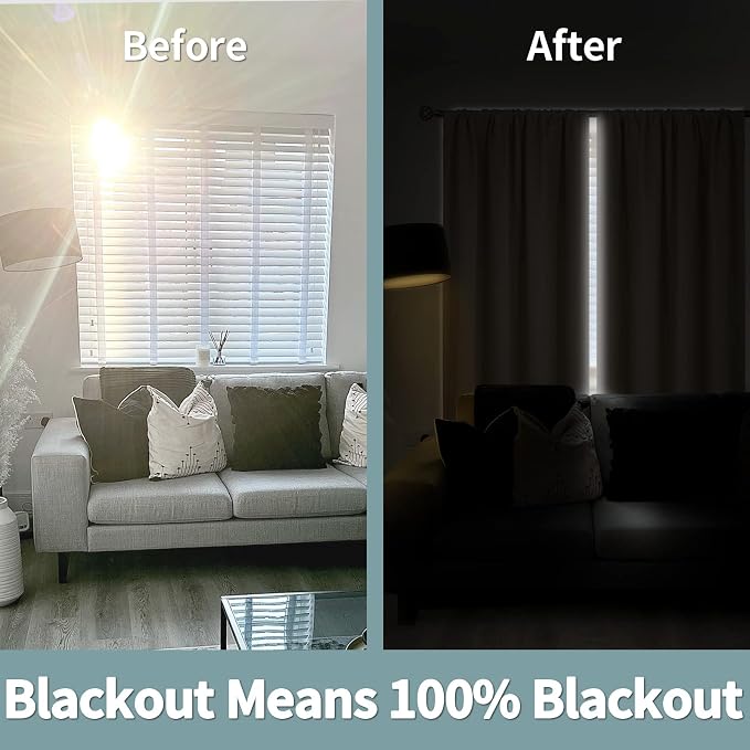 BGment Beige Blackout Curtains for Bedroom 54 Inch Length 2 Panels | Thermal - Image 3