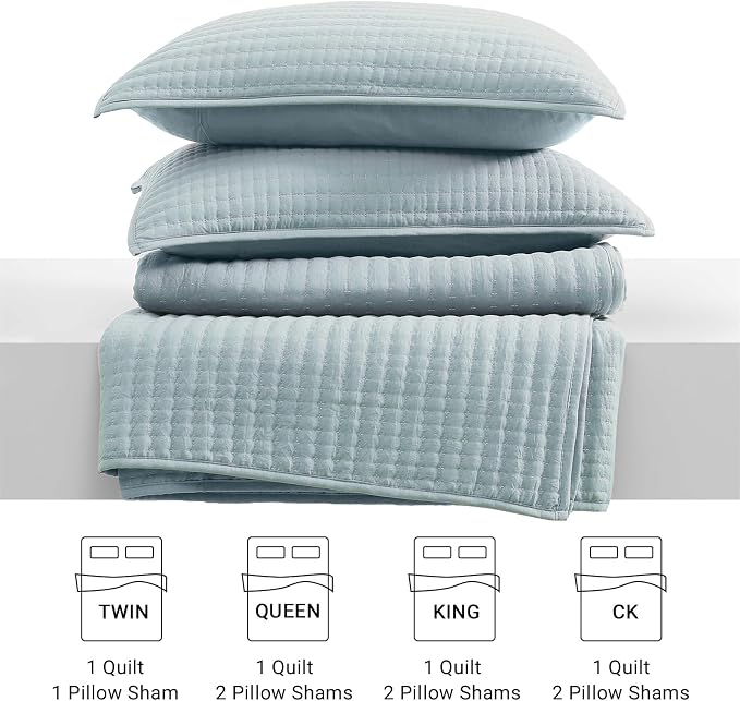 Queen Quilt-Lightweight Bedspreads Sky Blue Queen Size Quilt Bedding Set | Soft - Image 8