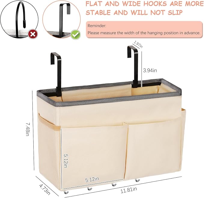 Bedside Caddy Organizer 5 Pockets and 4 Hooks - Image 2