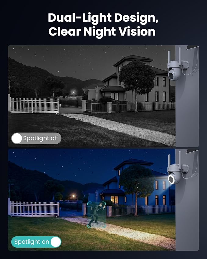 CAMSTRO 4K Security Cameras Wireless Outdoor, Solar Cameras for Home Security Battery-Powered, 360° Pan & Tilt, 3MP Color Night Vision, Two-Way Audio, Compatible with Alexa