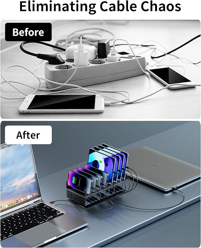 470W Charging Station for Multiple Devices, 12-Port USB C Charging Station with Double 100W PD PPS Port, Multi Device Fast Charger Dock for MacBook Pro Laptop, iPhone, iPad, Tablet, Android Cell Phone