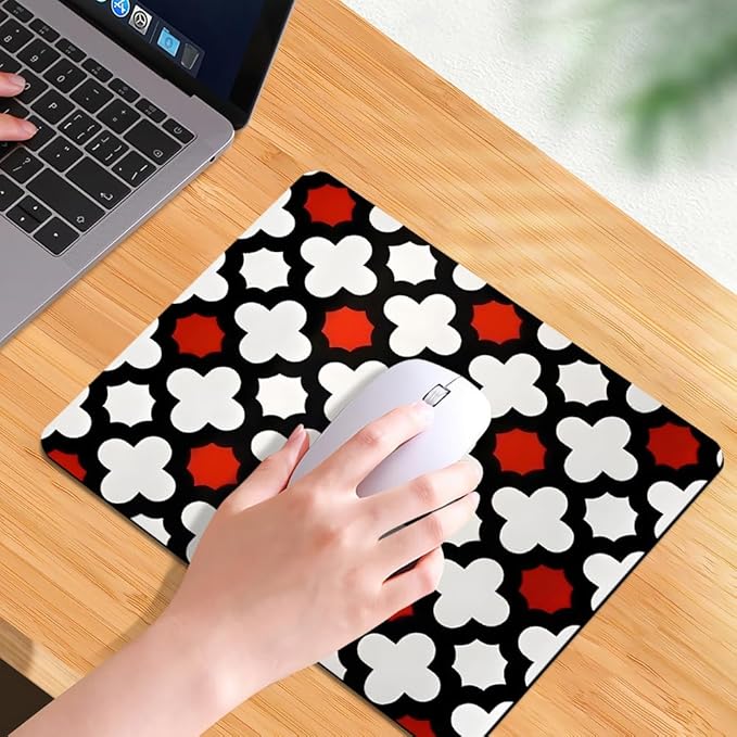 Red Lattice Tile High Contrast Square Mouse pad, Texture, Waterproof, Anti Slip Rubber Base, Computer Mouse pad, Laptop Mouse pad