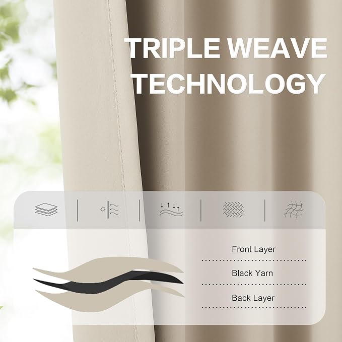 Taupe Room Darkening Curtains Short 2 Panels Set 45 Inch Length Light Coffee - Image 4