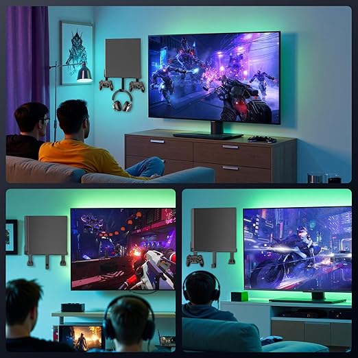 Wall Mount for PS4 Pro with Detachable 2 Controller Holder & Headphone Hanger Metal Wall Mount Stand Kit Mount on The Wall Or on The Back Of The TV, Compatible with PS4 Pro