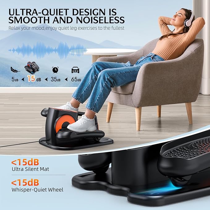 DUREXO Under Desk Elliptical, Leg Exerciser While Sitting for Seniors, Quiet Portable Electric Seated Pedal Exerciser with Remote Control and 12 Adjustable Speeds for Home Office
