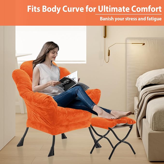 Youtanic Lazy Chair with Folding Ottoman, Accent Chair Plush Upholstered with - Image 5