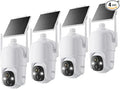 Dzees Solar Security Cameras Wireless Outdoor, 2K Battery Powered Security Camera, 360° PTZ Camera with Spotlight, Siren, Color Night Vision, AI Dectection, IP66 for Home Security, 2.4GHz 4-Pack