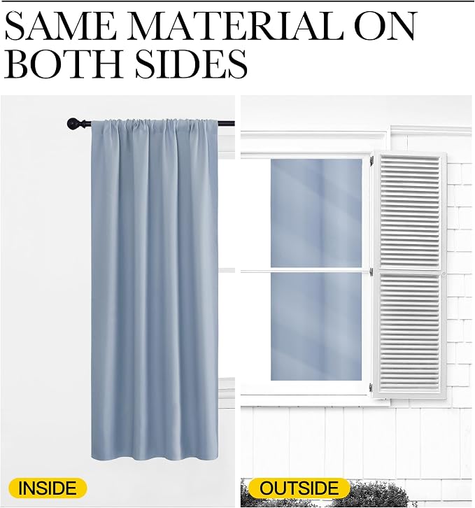NICETOWN Blackout Curtains Window Draperies, Vintage Blue, 70 by 95 inches Long - Image 5