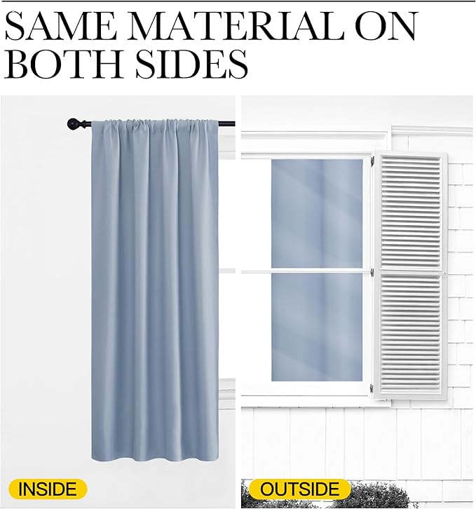 NICETOWN Blackout Curtains for Living Curtains, Vintage Blue, 1 Pair, 34-inch W - Image 5