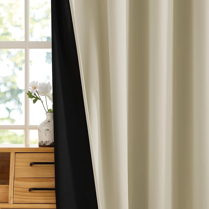 RYB HOME 100% Blackout Light Beige Curtains - Image 3