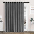 Macochico 100% Blackout Chenille Curtains for Sliding Door Thermal Insulated Noise Reducing Drapery for Living Room Bedroom Hotel, Grommet Curtains with Tieback, Dark Grey, 120" Wx96 L 1 Panel