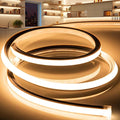 VOEWT LED Strip Lights Warm White 3000K,98.4ft 110-120V Neon Rope Lights,Flexible Silicone Outdoor Waterproof Neon Strip Lights for Bedroom,Mirror,Kitchen Cabinet, Living Room,Halloween Decor