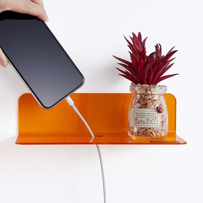 OAPRIRE Small Acrylic Floating Wall Shelves Set of 2, Flexible Use of Wall Space - Image 7