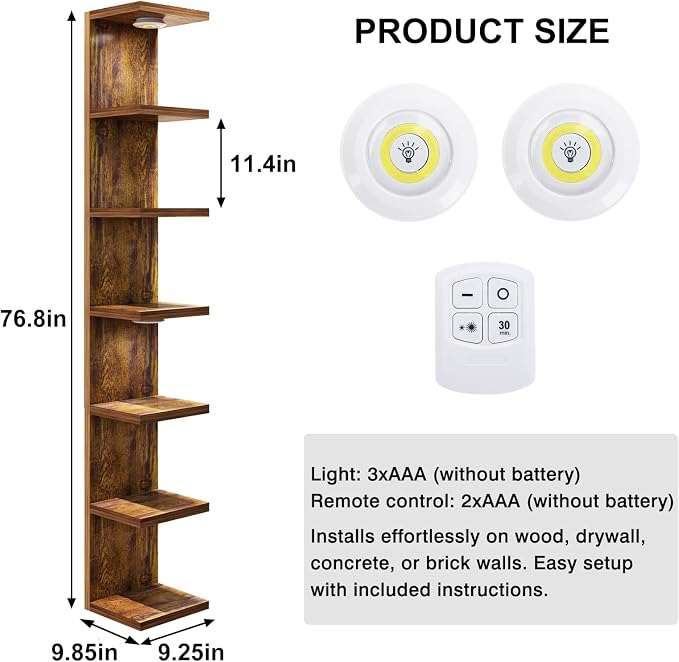 Fixwal 7 Tier Wall Shelf with LED Lights - Image 3