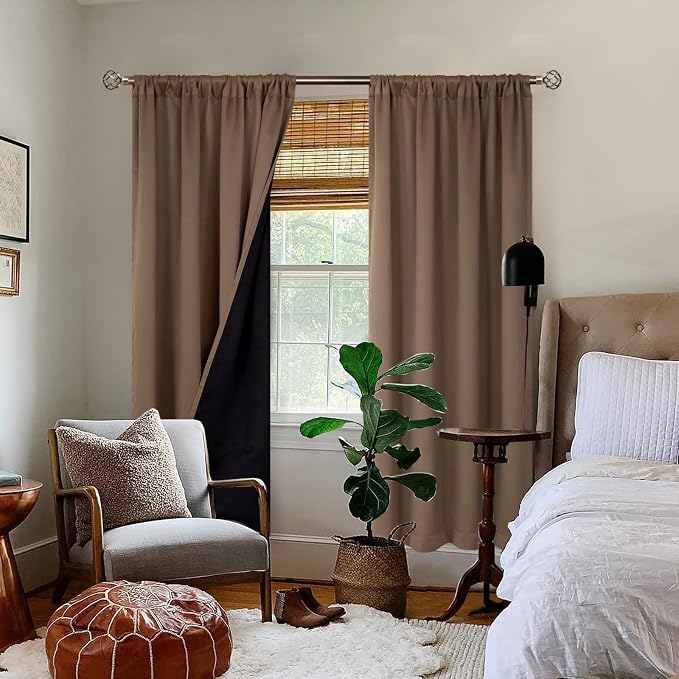 BGment Taupe 100% Blackout Curtains - Image 2