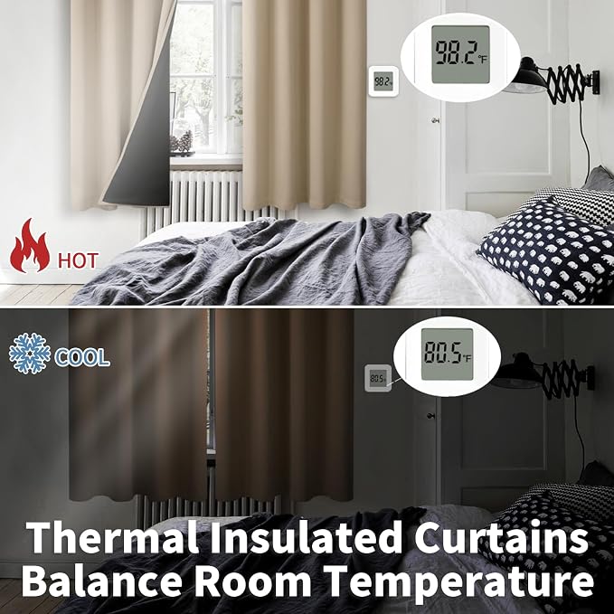 BGment Sand Blackout Curtains 95 Inches Long 2 Panels Set - Image 4