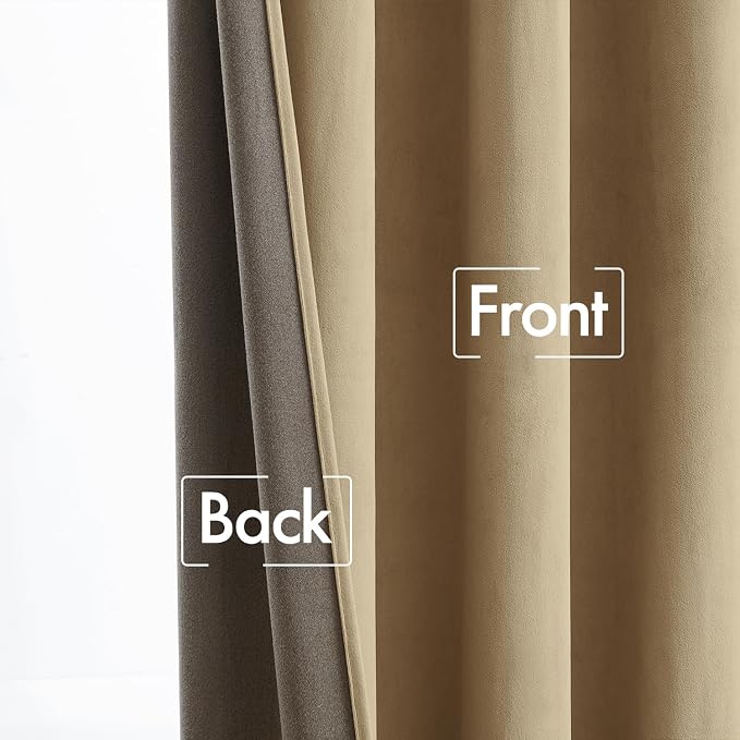 MIULEE Beige Velvet Pinch Pleat Blackout Curtains W52 X L96 Inches | 2 Panels - Image 6
