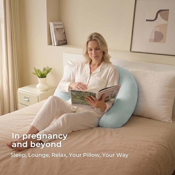 Momcozy J Shaped Pregnancy Pillow, Maternity Body Pillow - Image 4