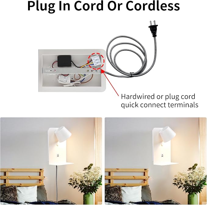 DEC LUCE DECOLUCE LIGHTING Modern LED Plug in Wall Sconce, Dimmable Wireless - Image 6