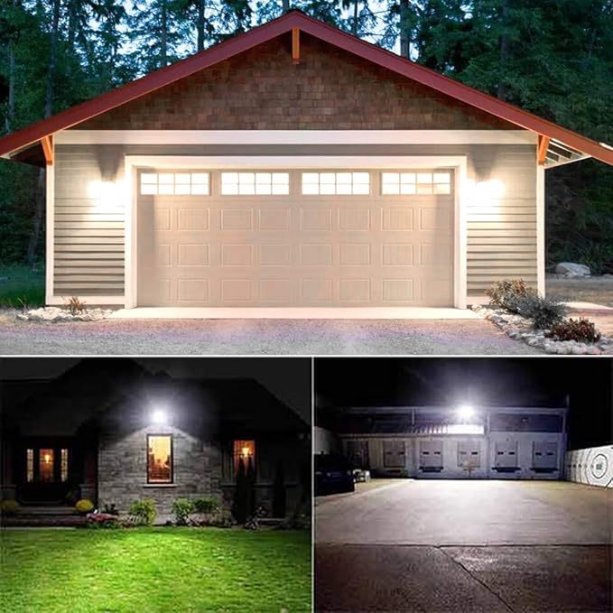 EMANER Dusk-to-Dawn Security Lights with Motion Sensor, 5000K IP65 Waterproof Outdoor, 280W Equiv. 110V 120V Dual-Head Rotatable LED Flood Light for Porch, Garage, Yard, Driveway