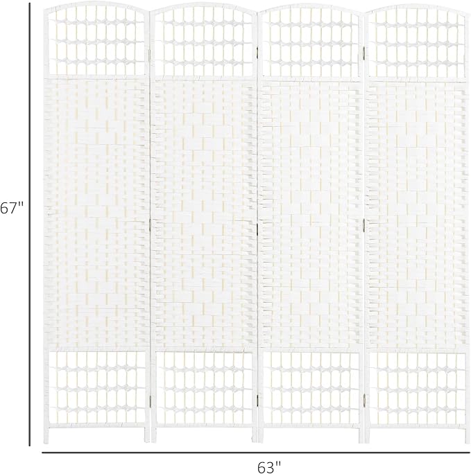 HOMCOM 4 Panel Room Divider, Folding Privacy Screen, Wave Fiber Freestanding - Image 7