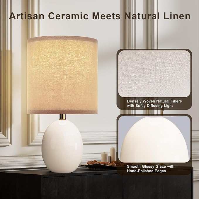 17.3" Table Lamp Set of 2 for Living Room Bedroom, Bedside Lamps for Night - Image 5