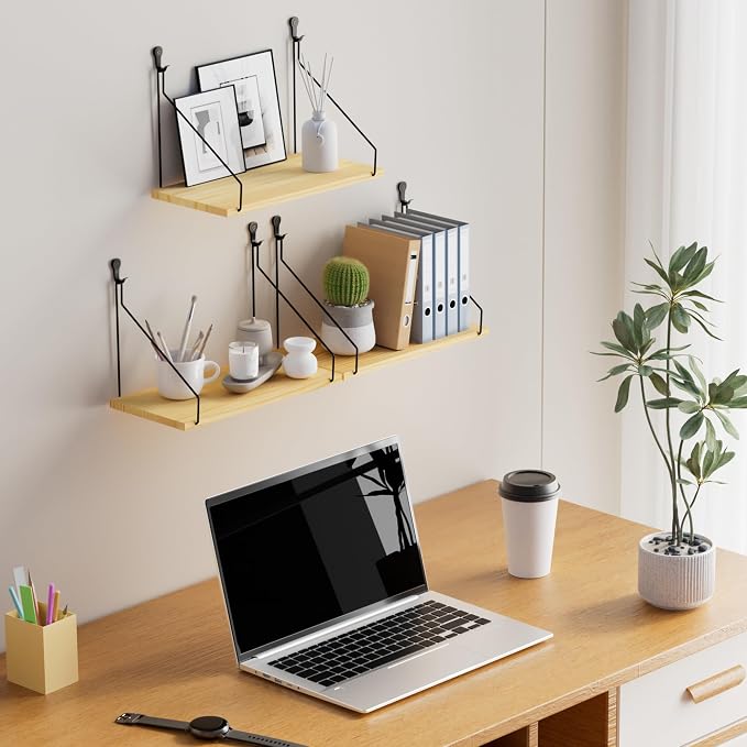 Elevate Your Space with Rustic Wood Floating Shelves Set of 3- Perfect - Image 6