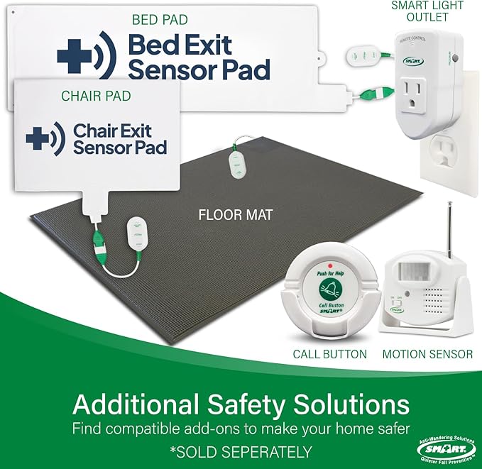Smart Caregiver Chair Exit Alarm System with Wireless Pager and for Fall Prevention | Chair Alarm Alerts Caregiver When They Get Up from The Chair | USA-Based Company and Customer Support