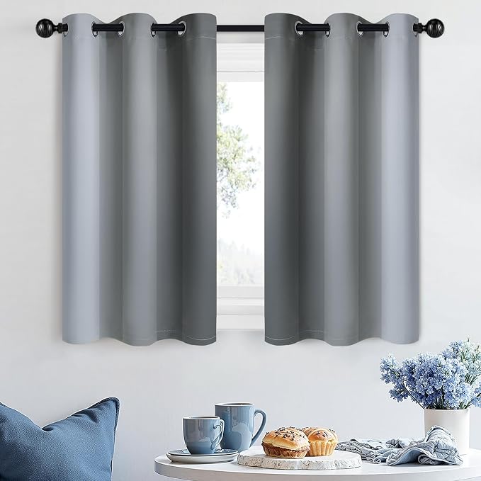 SimpleHome Ombre Grey to Grey White Curtains - Image 2