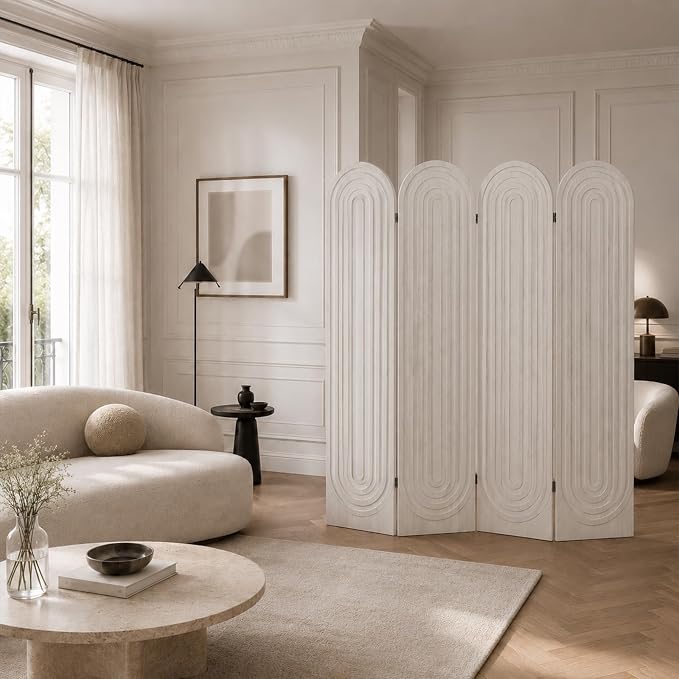 Wood Room Divider Panel, Folding Privacy Screen 4 Panel, Separators Divider - Image 9