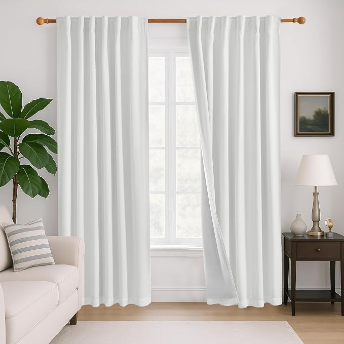 Deconovo 100% Blackout Linen-Blend Curtains 52" x 63" – Thermal Insulated by Unknown