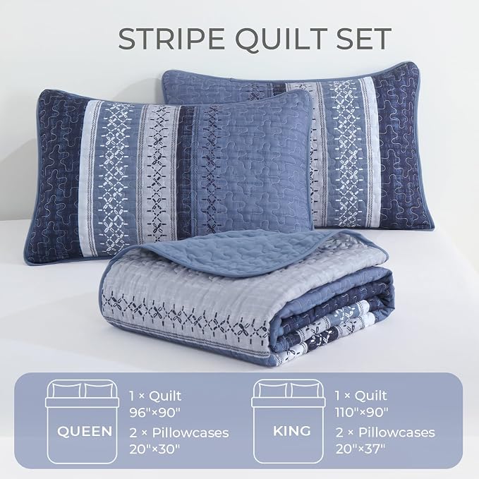 Cottolester Queen Quilt Bedding Set, All Seasons Microfiber Boho Quilt Set - Image 7