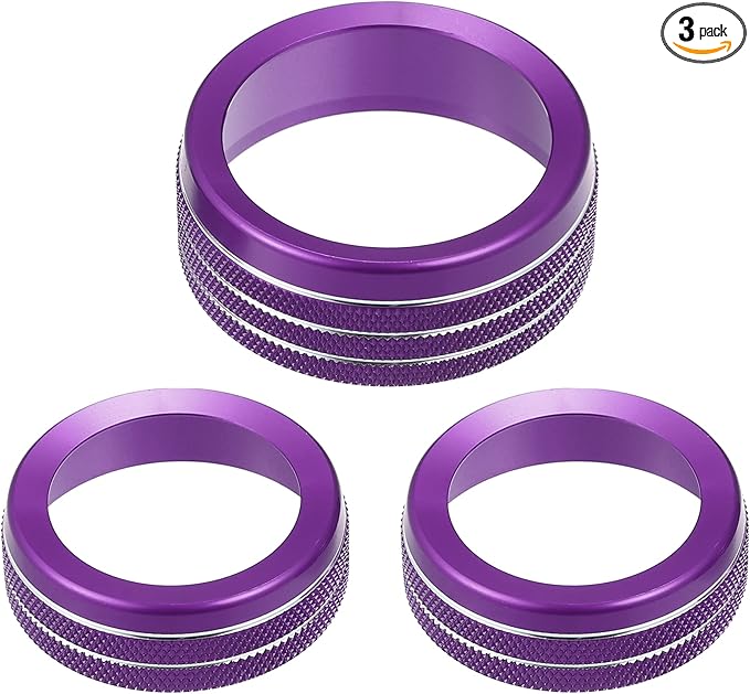 A ABSOPRO Car Air Conditioner Knobs Decals AC Radio Switch Knob Cover for Dodge Durango 2014-2020 for Jeep Cherokee Grand Cherokee 2014-2021 Purple (Set of 3)