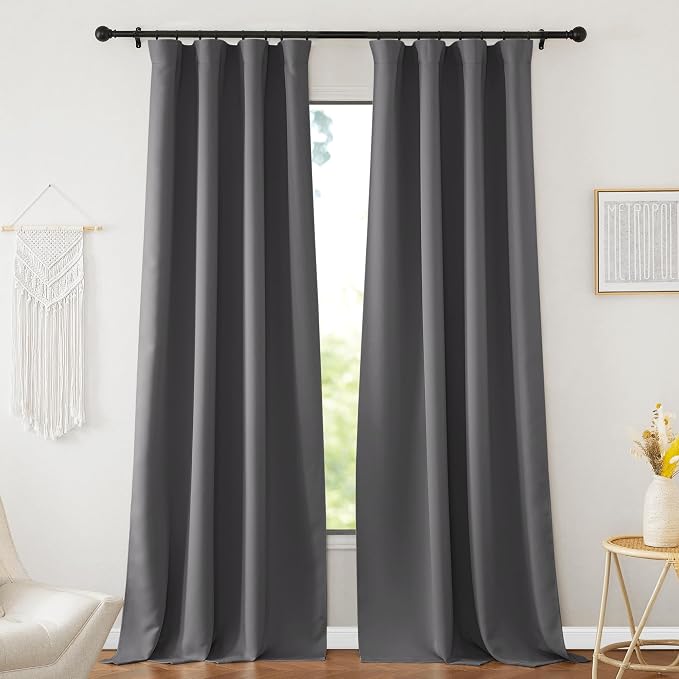 NICETOWN Grey Blackout Curtains 108 inches Long by NICETOWN