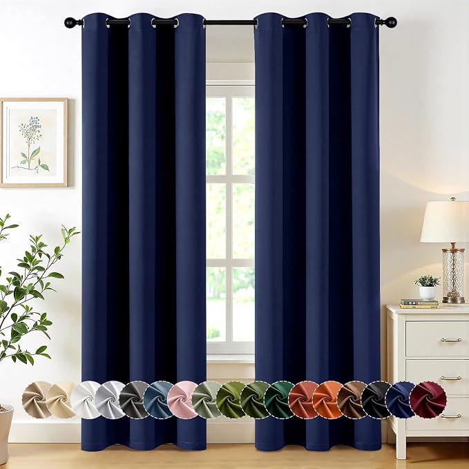 MIULEE Blackout Curtains for Bedroom 2 Panels 40 x 80 Inch Long Navy Blue | by MIULEE